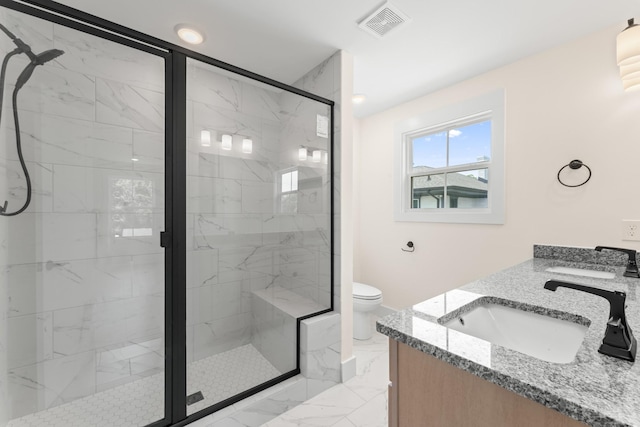 211 Porter St Unit 211, Winchester, TN 37398 - full bath with a marble finish shower, toilet, marble finish flooring, and double vanity