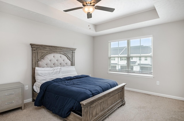 1840 Bethpage Dr, Murfreesboro, TN 37127 - bedroom with light colored carpet, baseboards, a raised ceiling, and ceiling fan