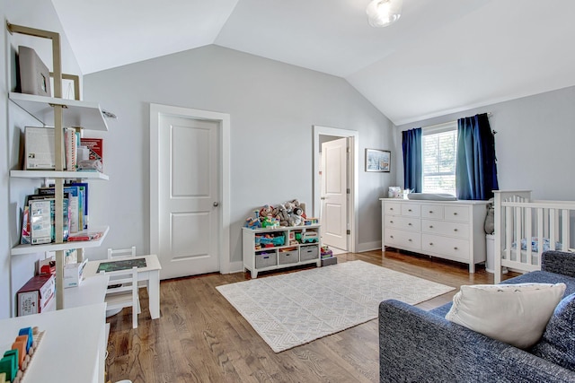 6214A California Ave, Nashville, TN 37209 - bedroom with vaulted ceiling and wood finished floors