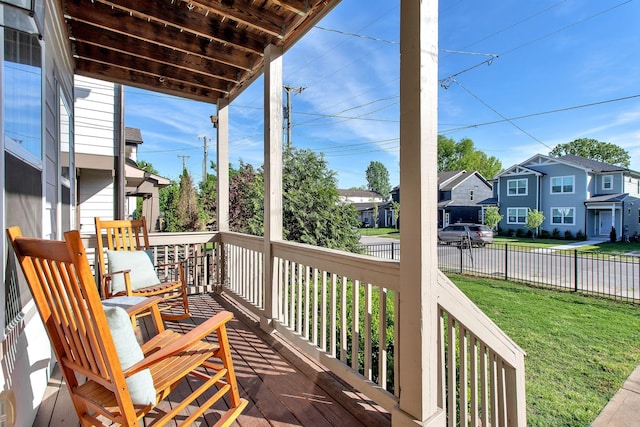 6214A California Ave, Nashville, TN 37209 - wooden terrace with a residential view and covered porch