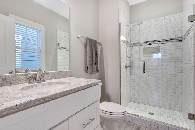 6214A California Ave, Nashville, TN 37209 - bathroom featuring a stall shower, toilet, and vanity