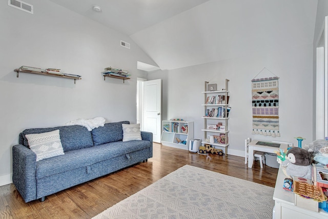 6214A California Ave, Nashville, TN 37209 - living area featuring vaulted ceiling and wood finished floors