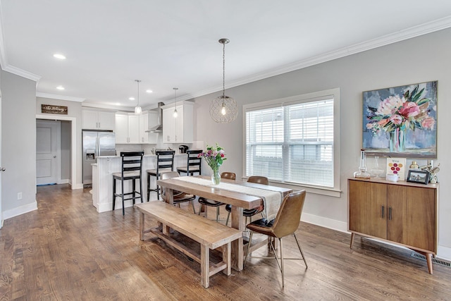 6214A California Ave, Nashville, TN 37209 - dining space with wood finished floors, crown molding, baseboards, and recessed lighting