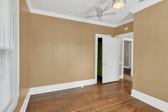 521 E Eastland St, Gallatin, TN 37066 - empty room with ornamental molding, wood finished floors, ceiling fan, and baseboards