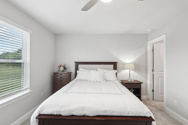 3706 Bonnie Blue Ct, Rockvale, TN 37153 - bedroom with multiple windows, light carpet, baseboards, and ceiling fan