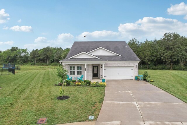 3706 Bonnie Blue Ct, Rockvale, TN 37153 - view of front of house featuring brick siding, driveway, a front lawn, and covered porch