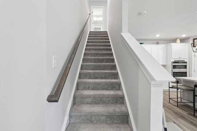 3706 Bonnie Blue Ct, Rockvale, TN 37153 - staircase with recessed lighting, baseboards, and wood finished floors