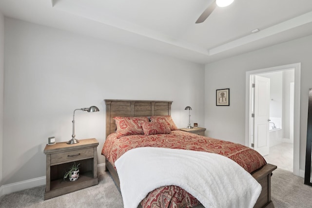 3706 Bonnie Blue Ct, Rockvale, TN 37153 - carpeted bedroom with a raised ceiling, a ceiling fan, and baseboards