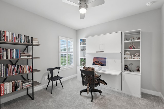 3706 Bonnie Blue Ct, Rockvale, TN 37153 - office featuring a ceiling fan, carpet floors, and baseboards