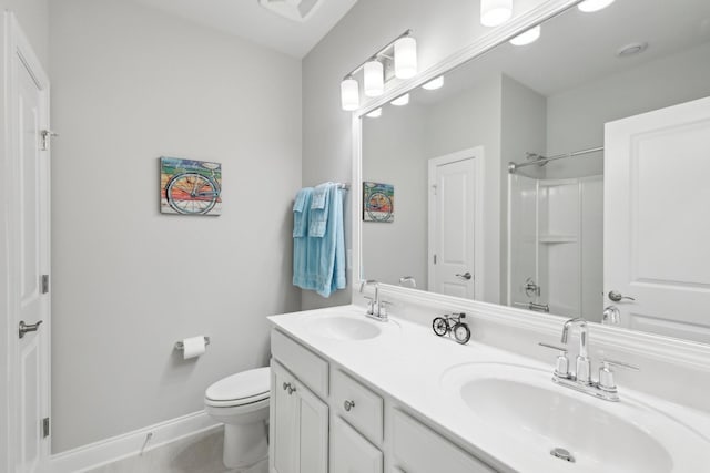 3706 Bonnie Blue Ct, Rockvale, TN 37153 - full bath with double vanity, baseboards, toilet, and a shower