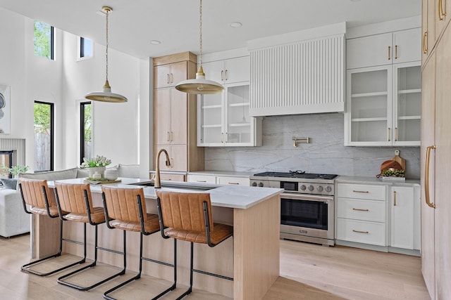 219 Chamberlin St, Nashville, TN 37209 - kitchen with high end range, a sink, plenty of natural light, and extractor fan