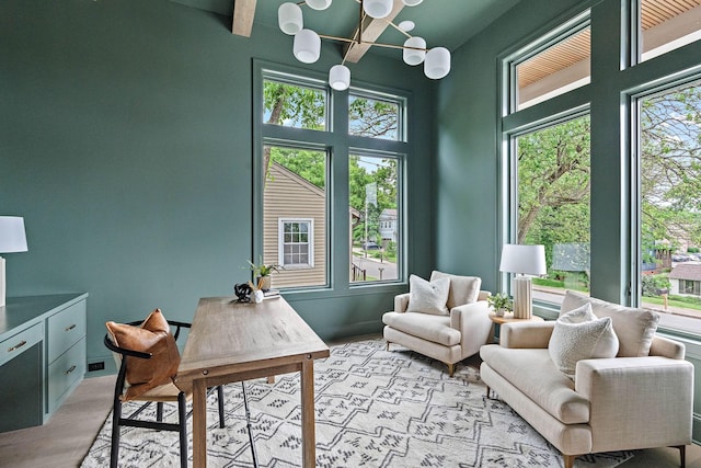 219 Chamberlin St, Nashville, TN 37209 - office space with a chandelier, plenty of natural light, and light wood-style floors