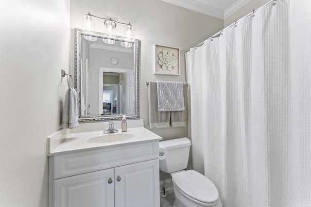 551 Bethany Cir, Murfreesboro, TN 37128 - full bathroom featuring ornamental molding, toilet, and vanity
