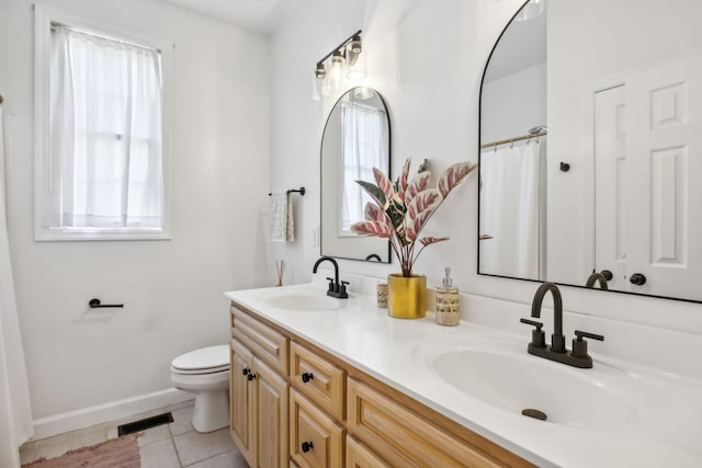 1007 Fairways Dr, Greenbrier, TN 37073 - full bath featuring double vanity, tile patterned floors, and a shower with shower curtain