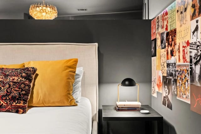 1700 Belcourt Ave Unit 103, Nashville, TN 37212 - bedroom with a chandelier