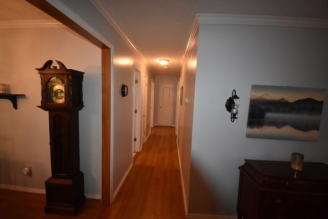 131 Scott Rd, Harriman, TN 37748 - hallway featuring wood finished floors, ornamental molding, and baseboards