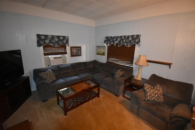 131 Scott Rd, Harriman, TN 37748 - living room featuring an ornate ceiling, cooling unit, and carpet flooring