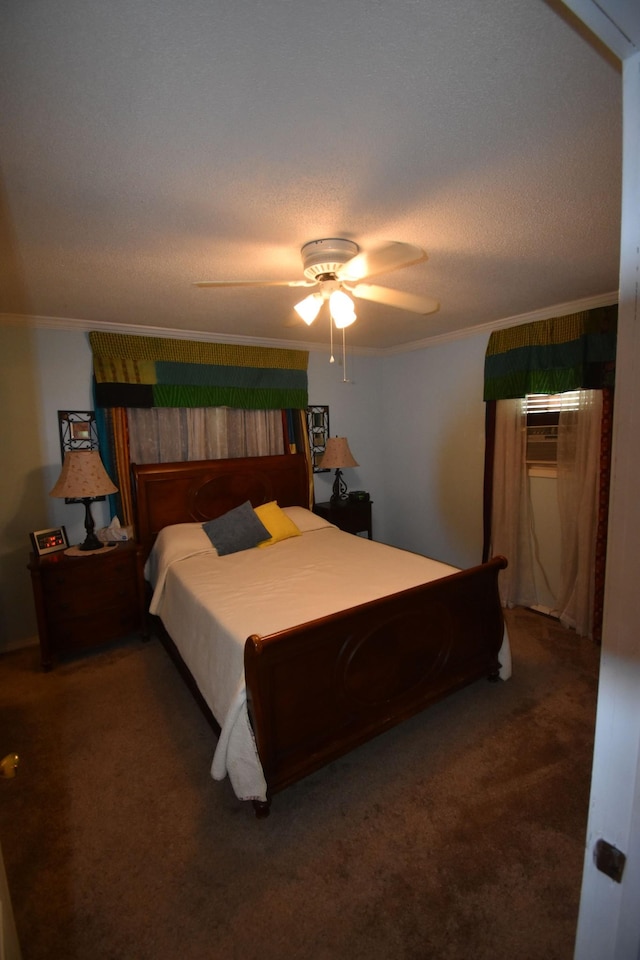 131 Scott Rd, Harriman, TN 37748 - bedroom with crown molding, carpet flooring, ceiling fan, and a wall mounted AC