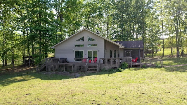 462 Clifford Dykes Rd, Tracy City, TN 37387 - back of property with a yard and a wooden deck