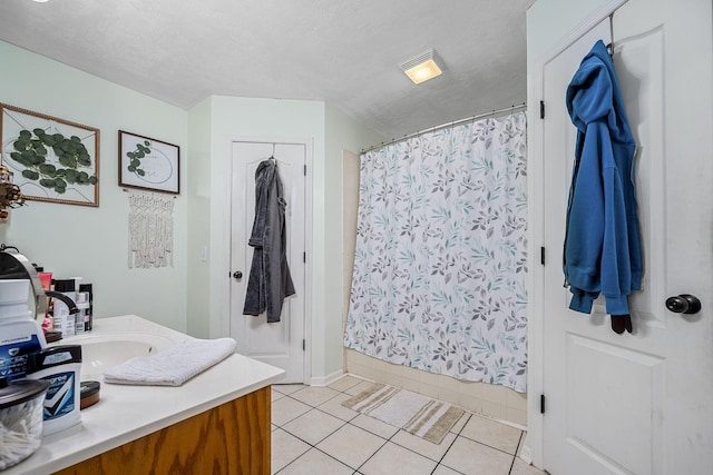 155 Deer Cir, Estill Springs, TN 37330 - bathroom with a shower with curtain, tile patterned flooring, vanity, and baseboards