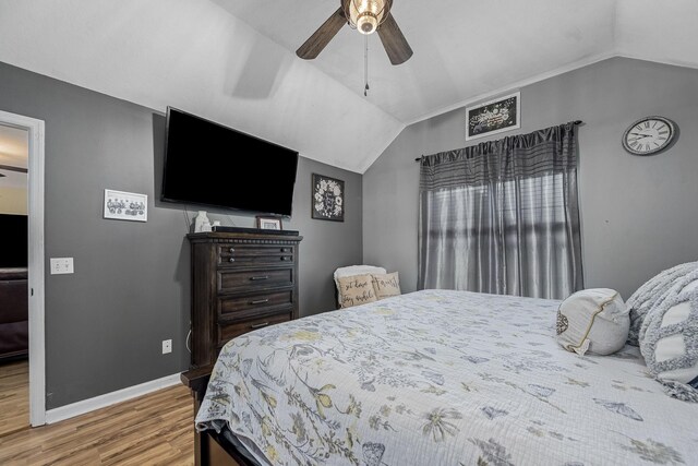 155 Deer Cir, Estill Springs, TN 37330 - bedroom with vaulted ceiling, wood finished floors, baseboards, and a ceiling fan
