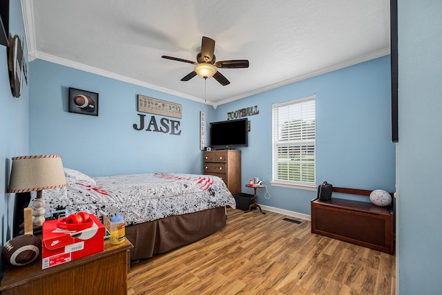 155 Deer Cir, Estill Springs, TN 37330 - bedroom featuring ornamental molding, wood finished floors, baseboards, and ceiling fan