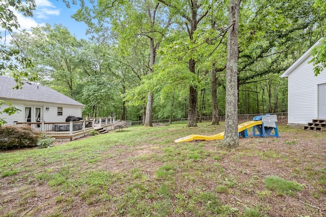 155 Deer Cir, Estill Springs, TN 37330 - view of yard with fence, a wooden deck, and french doors
