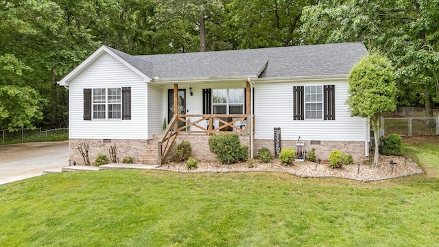 155 Deer Cir, Estill Springs, TN 37330 - ranch-style home featuring crawl space, a porch, and a shingled roof