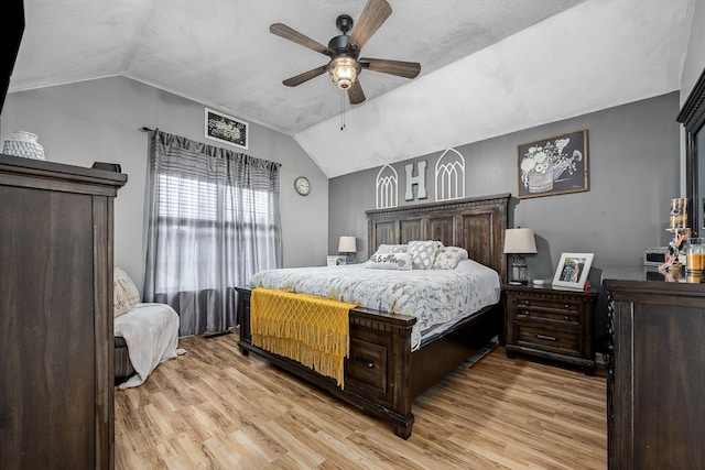 155 Deer Cir, Estill Springs, TN 37330 - bedroom featuring lofted ceiling, light wood-style flooring, and ceiling fan