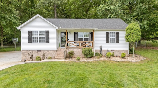 155 Deer Cir, Estill Springs, TN 37330 - ranch-style house featuring a porch, crawl space, roof with shingles, and stairs