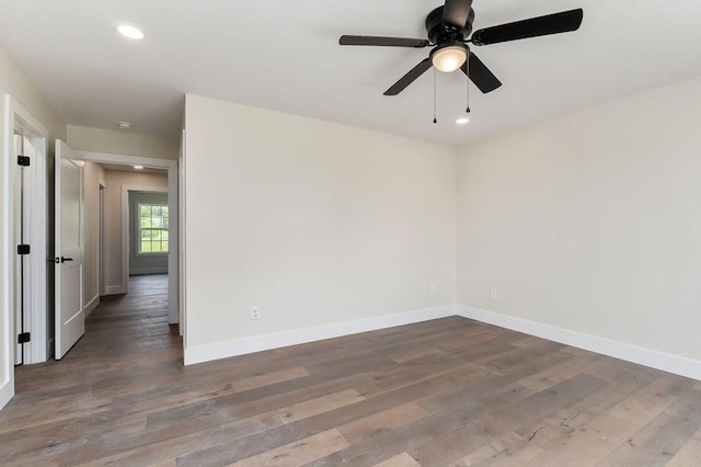 7803 Monterey Hwy, Sparta, TN 38583 - empty room featuring recessed lighting, baseboards, wood finished floors, and a ceiling fan