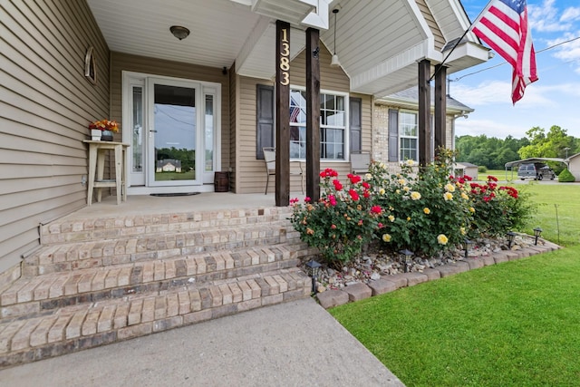 1383 Smith Chapel Rd, Shelbyville, TN 37160 - property entrance featuring a yard and covered porch
