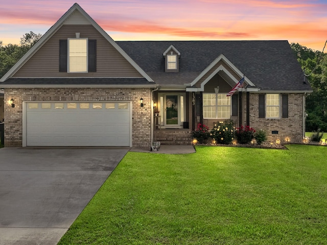 1383 Smith Chapel Rd, Shelbyville, TN 37160 - view of front of property featuring brick siding, driveway, a yard, and a shingled roof