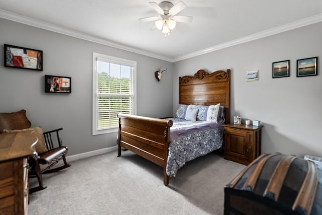 1383 Smith Chapel Rd, Shelbyville, TN 37160 - bedroom featuring crown molding, light colored carpet, baseboards, and a ceiling fan