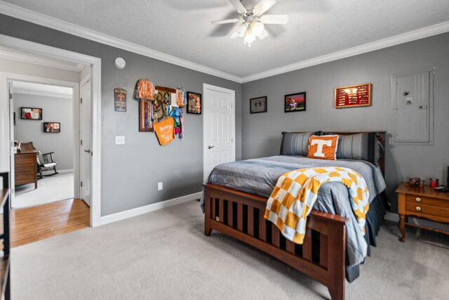 1383 Smith Chapel Rd, Shelbyville, TN 37160 - carpeted bedroom with ornamental molding, baseboards, and a ceiling fan