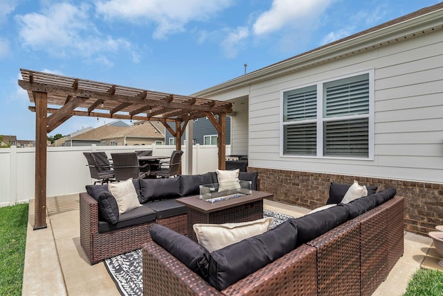 5312 Owens Ln, White House, TN 37188 - view of patio / terrace with an outdoor hangout area, a pergola, fence, and outdoor dining area