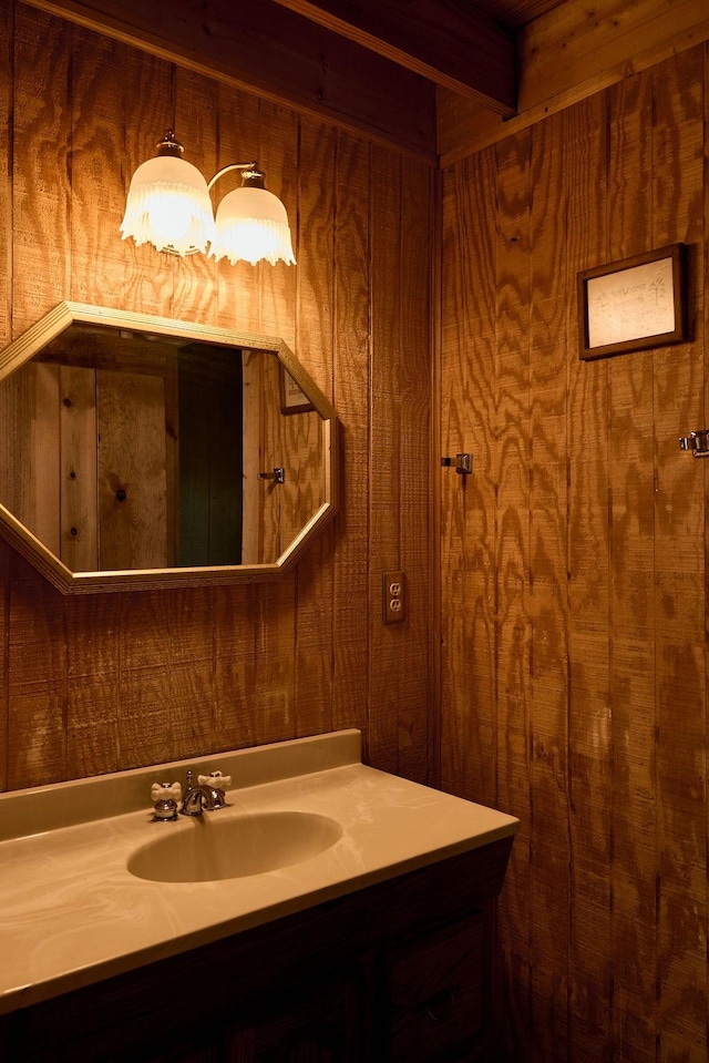 1794 Mosley Ferry Rd, Chapmansboro, TN 37035 - bathroom with vanity and wood walls