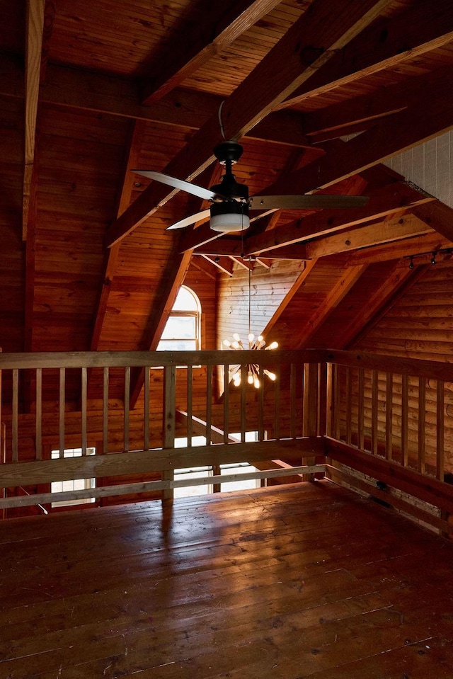 1794 Mosley Ferry Rd, Chapmansboro, TN 37035 - bonus room featuring wood ceiling, hardwood / wood-style flooring, and a ceiling fan