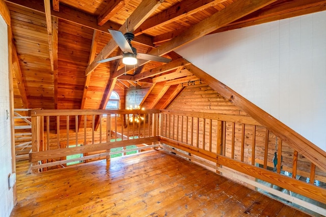 1794 Mosley Ferry Rd, Chapmansboro, TN 37035 - bonus room featuring wooden ceiling, ceiling fan, hardwood / wood-style flooring, and wooden walls