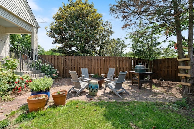 2209 Natchez Trce, Nashville, TN 37212 - view of yard with stairway, a fire pit, and a patio