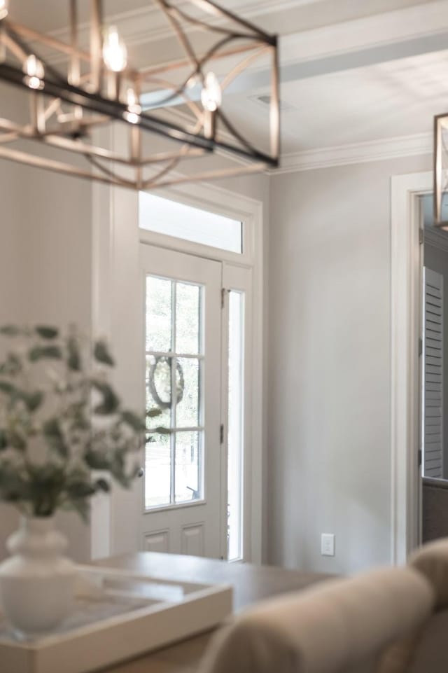 2060 Bushnell Farm Dr, Franklin, TN 37064 - entrance foyer featuring a chandelier and crown molding