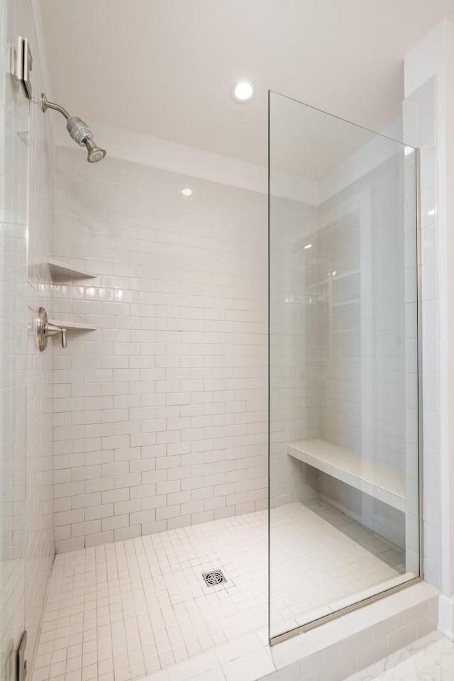2060 Bushnell Farm Dr, Franklin, TN 37064 - bathroom with a tile shower and recessed lighting