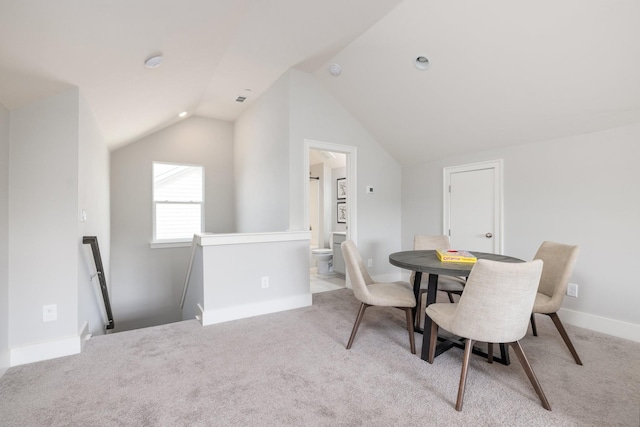 2060 Bushnell Farm Dr, Franklin, TN 37064 - dining space featuring lofted ceiling, carpet flooring, and baseboards