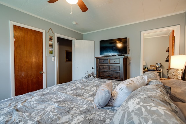 470 Arlington St, Erin, TN 37061 - bedroom with crown molding and ceiling fan