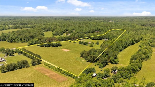 495 Baker Rd, Dickson, TN 37055 - view of rural area with a forest and property boundaries highlighted