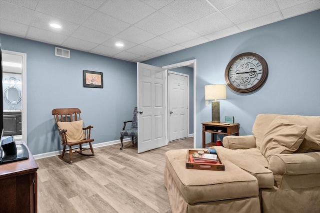 495 Baker Rd, Dickson, TN 37055 - living room with a drop ceiling, light wood-type flooring, baseboards, and recessed lighting