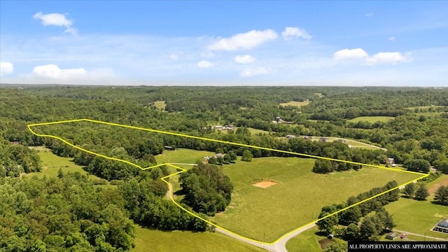 495 Baker Rd, Dickson, TN 37055 - aerial view of property's location featuring a forest and property boundaries highlighted