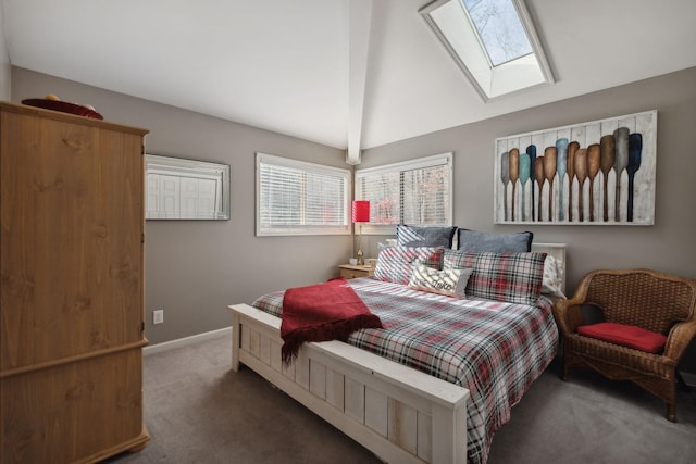 290 Spring Cir, Smithville, TN 37166 - bedroom with carpet flooring, a skylight, lofted ceiling, and baseboards