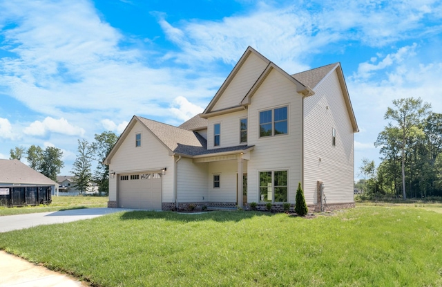 1456 Sango Commons Way, Clarksville, TN 37043 - view of front of home with driveway, a front yard, an attached garage, and roof with shingles