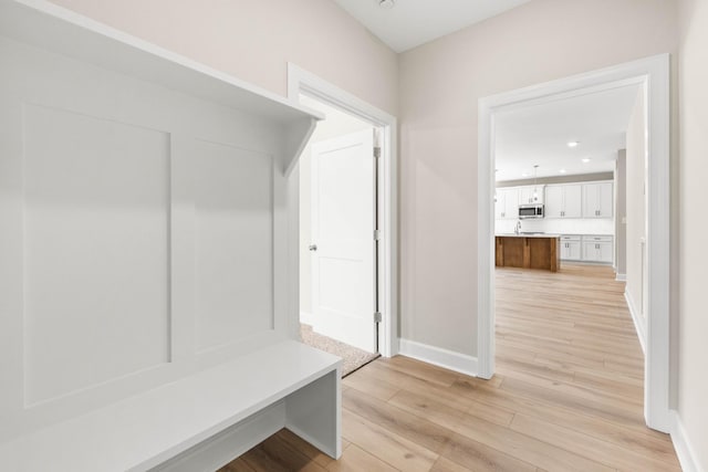 1456 Sango Commons Way, Clarksville, TN 37043 - mudroom featuring light wood-style floors, baseboards, and recessed lighting
